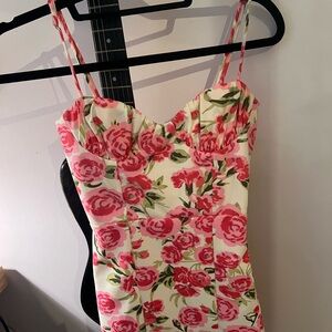 Floral Pink and Green Dress